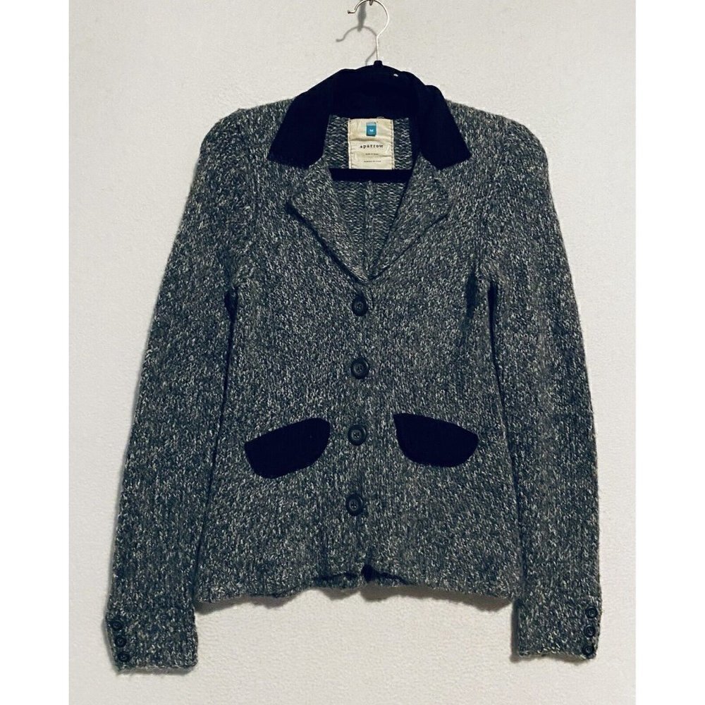 Anthropologie Sparrow Sweater Womens Medium Gray Blazer Corduroy Elbow Patch